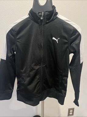 Puma Black and White Full-Zip Athletic Jacket